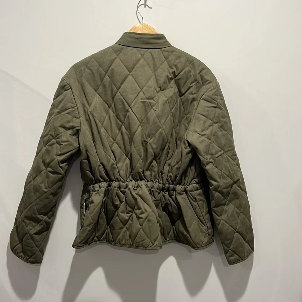 Draper James Olive Quilted Zip-Front Jacket